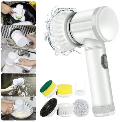 5-In-1 Electric Spin Scrubber Cleaning Brush for Bathroom Tile Bathtub Sink with 5 Replaceable Brush Heads